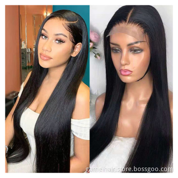 4*4 13*6 hd lace frontal pre plucked straight wigs gluelesss 100% raw indian virgin human hair lace front  afro for black women
